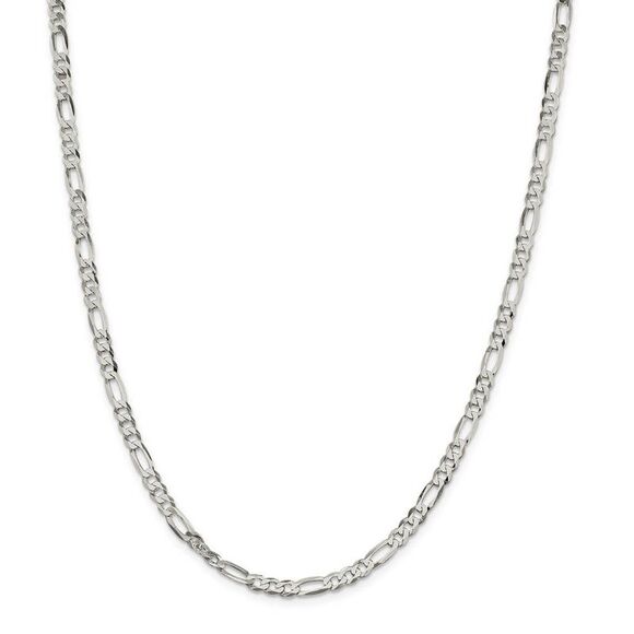 4.5mm Sterling Silver Flat Figaro Chain Necklace, 24 Inch - Picture 3 of 8